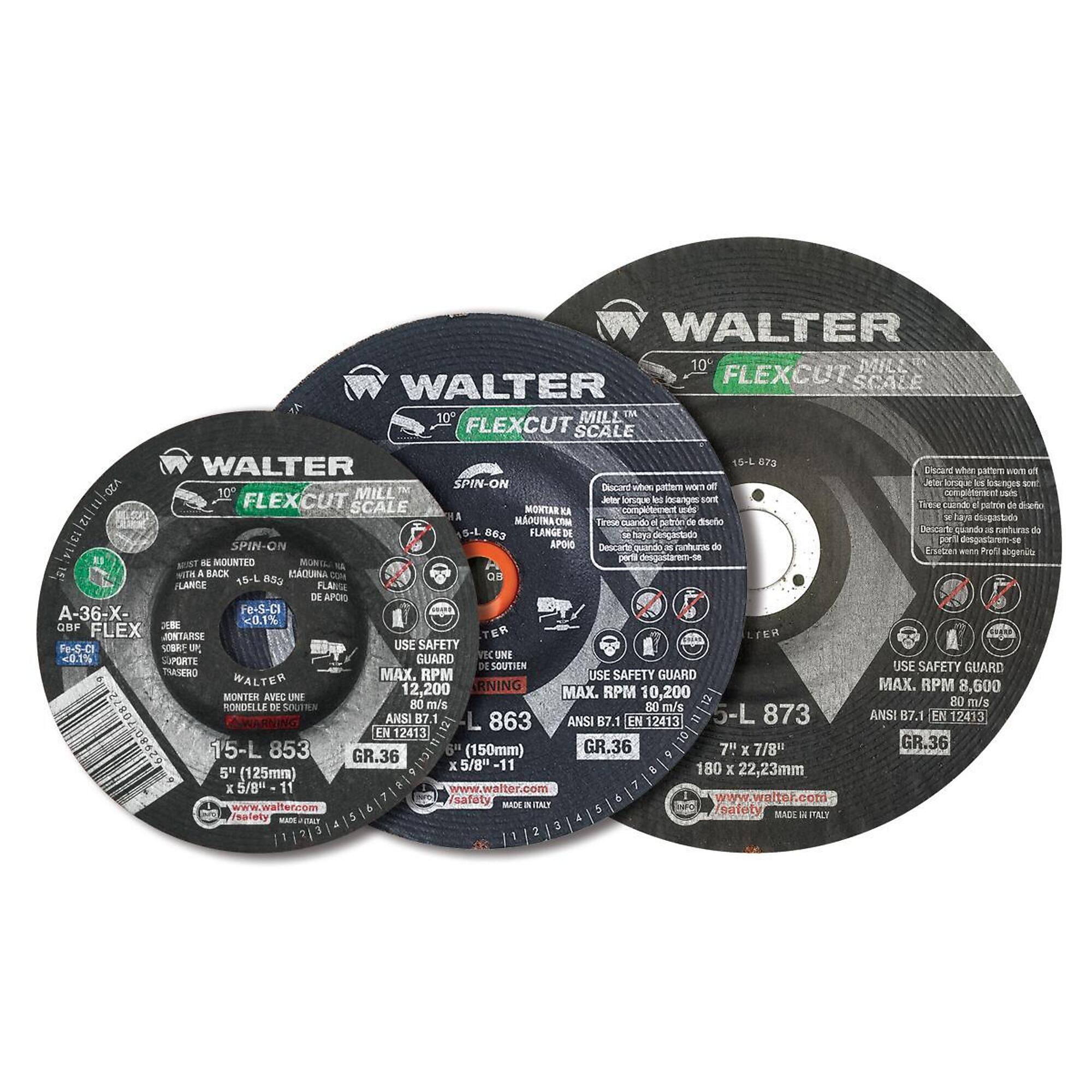 Walter Flexcut Mill Scale Angle Grinder Grinding Wheel — 6in., GR 36, 25 Pcs, Model# 15L863